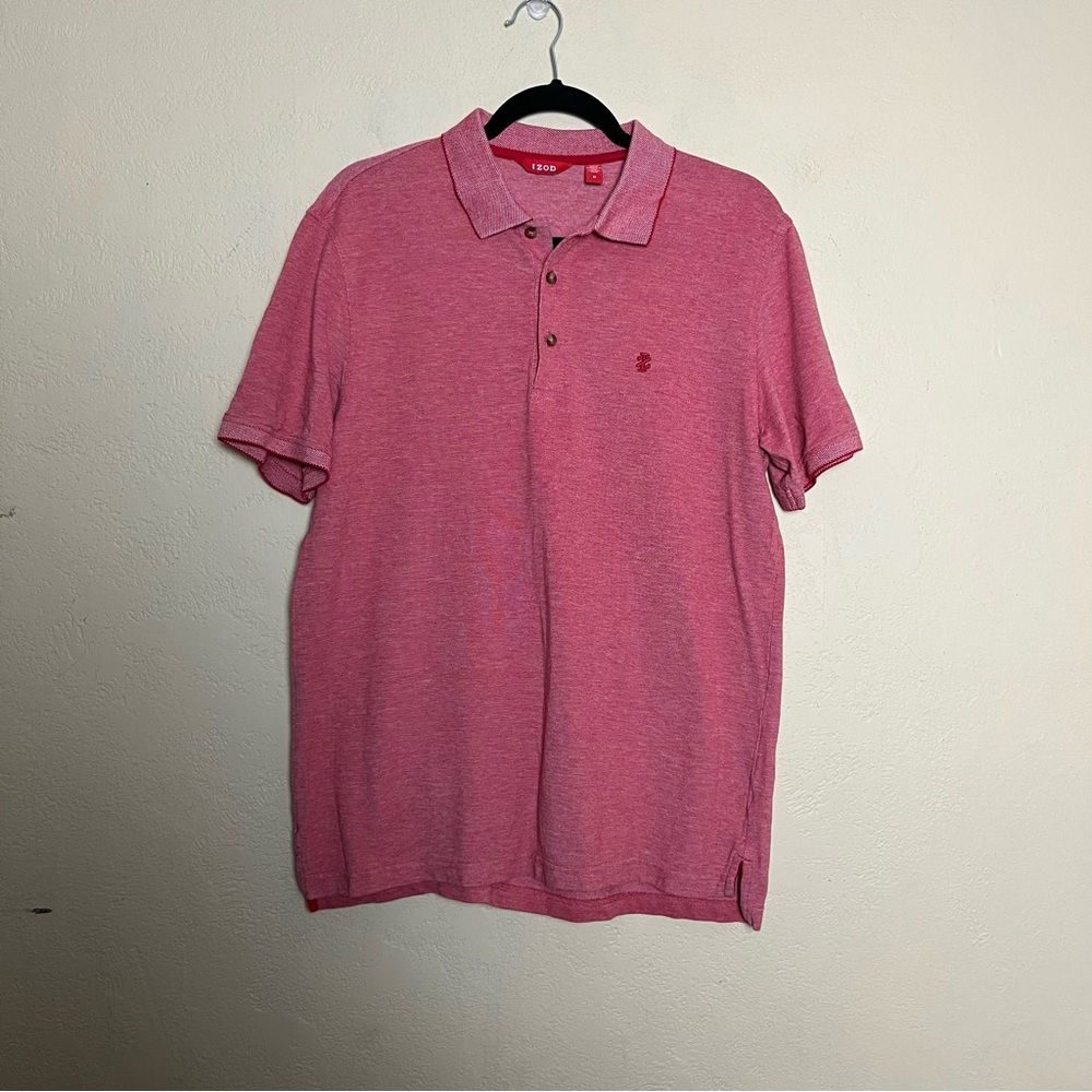 Izod men short sleeve polo‎ red white shirt size M - Picture 11 of 14